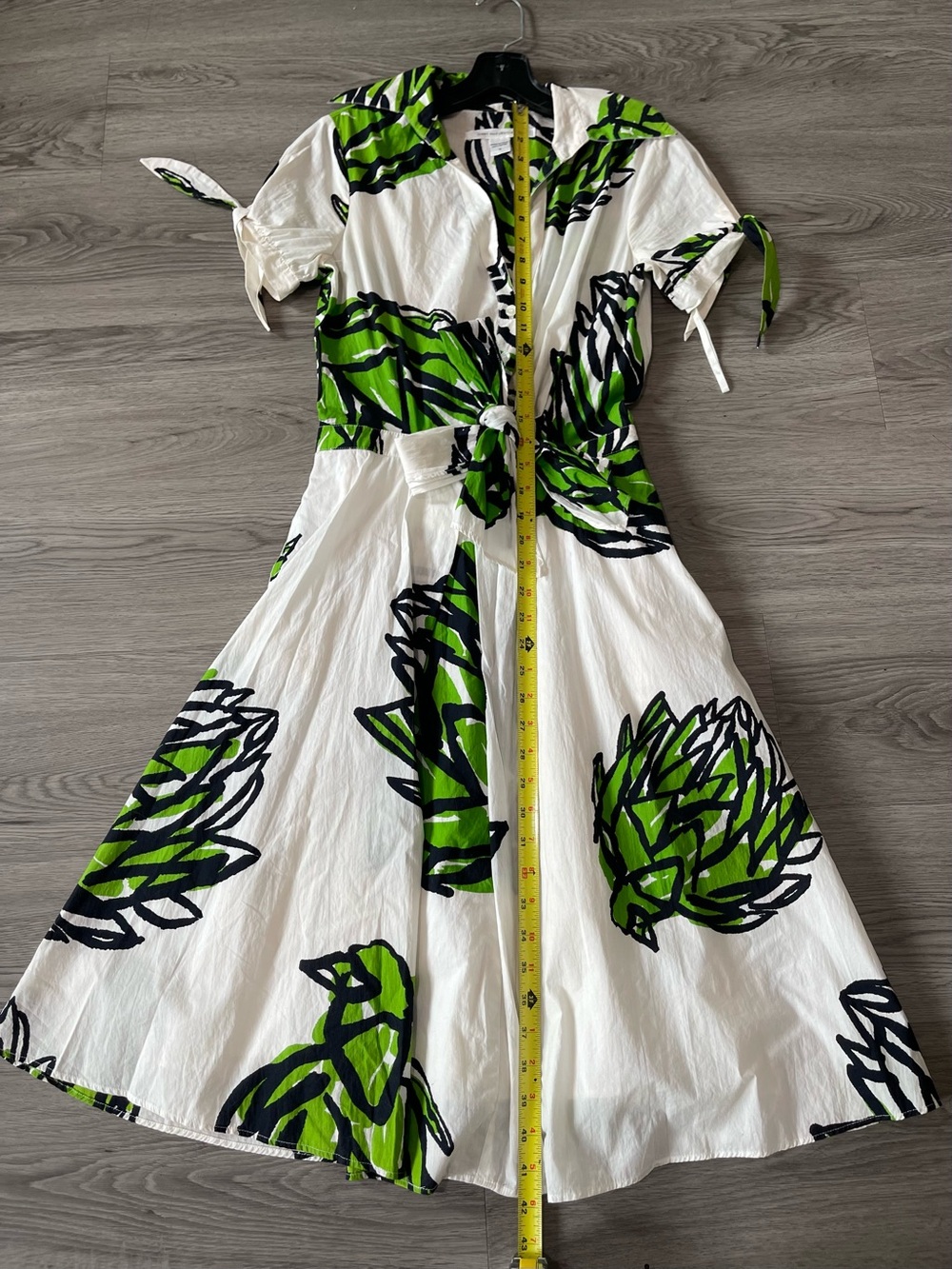 Y2K VTG 2006 Diane Von Furstenberg White Midi Dress with Green Floral Print - Picture 10 of 12